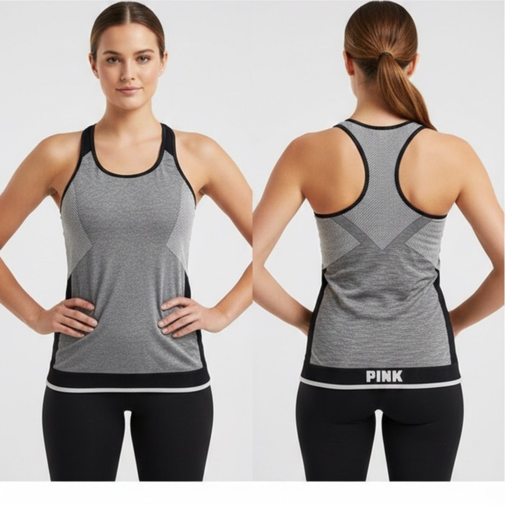 PINK Victoria's Secret Gray and Black Tank Top